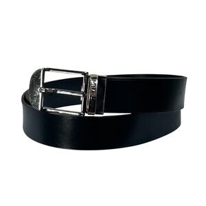 Montblanc Black Thick Leather Classic Pin Reversible Buckle Belt 44"
